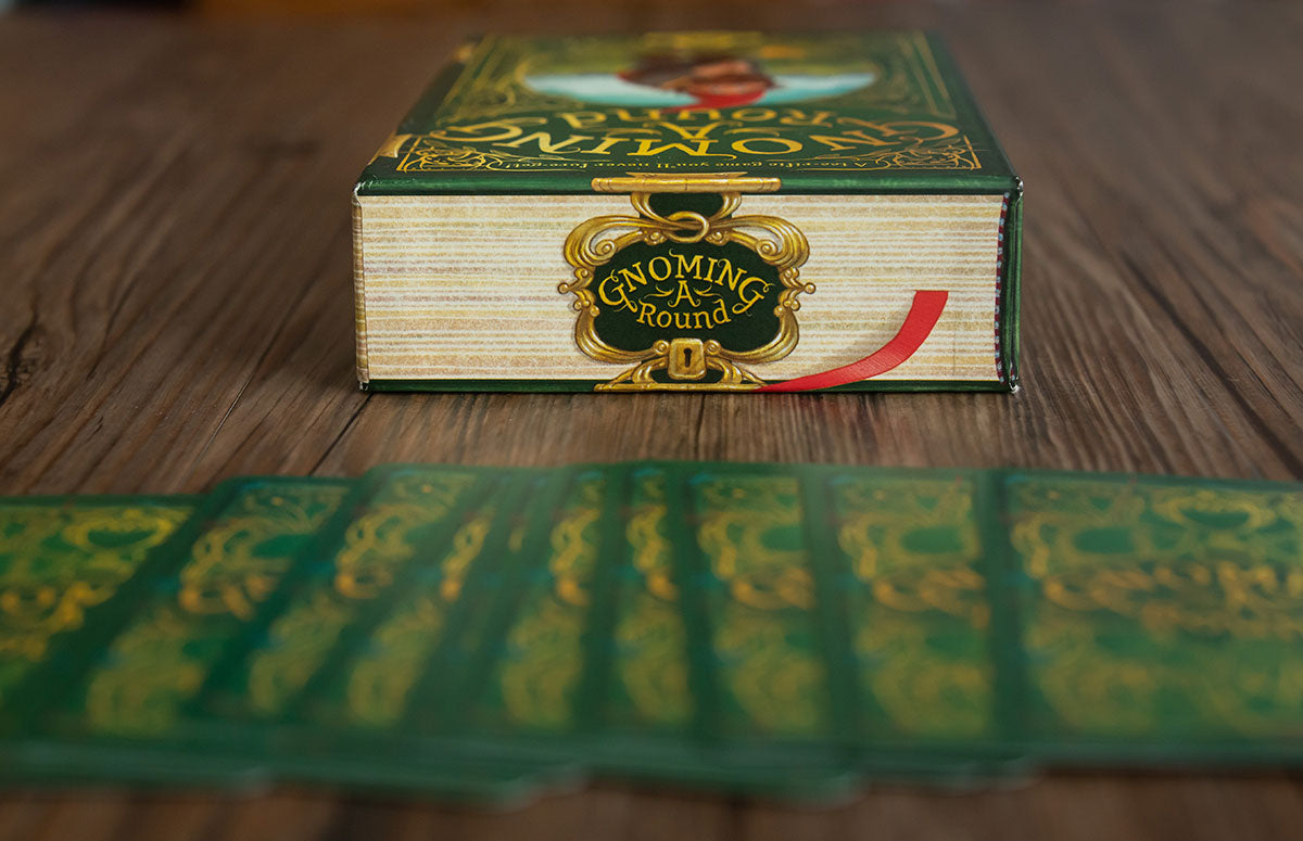 Portrait Photo with Contents of Board Game Representing Gnoming a Round at Grandpa Beck's Games